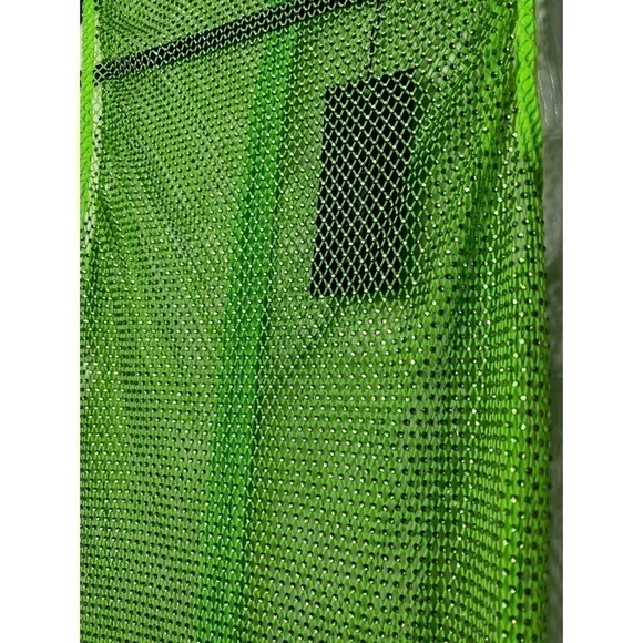 Fashion Nova Luxe Neon Green Lime Nadiya Embellished Fishnet Midi Dress Size XL - Picture 6 of 8
